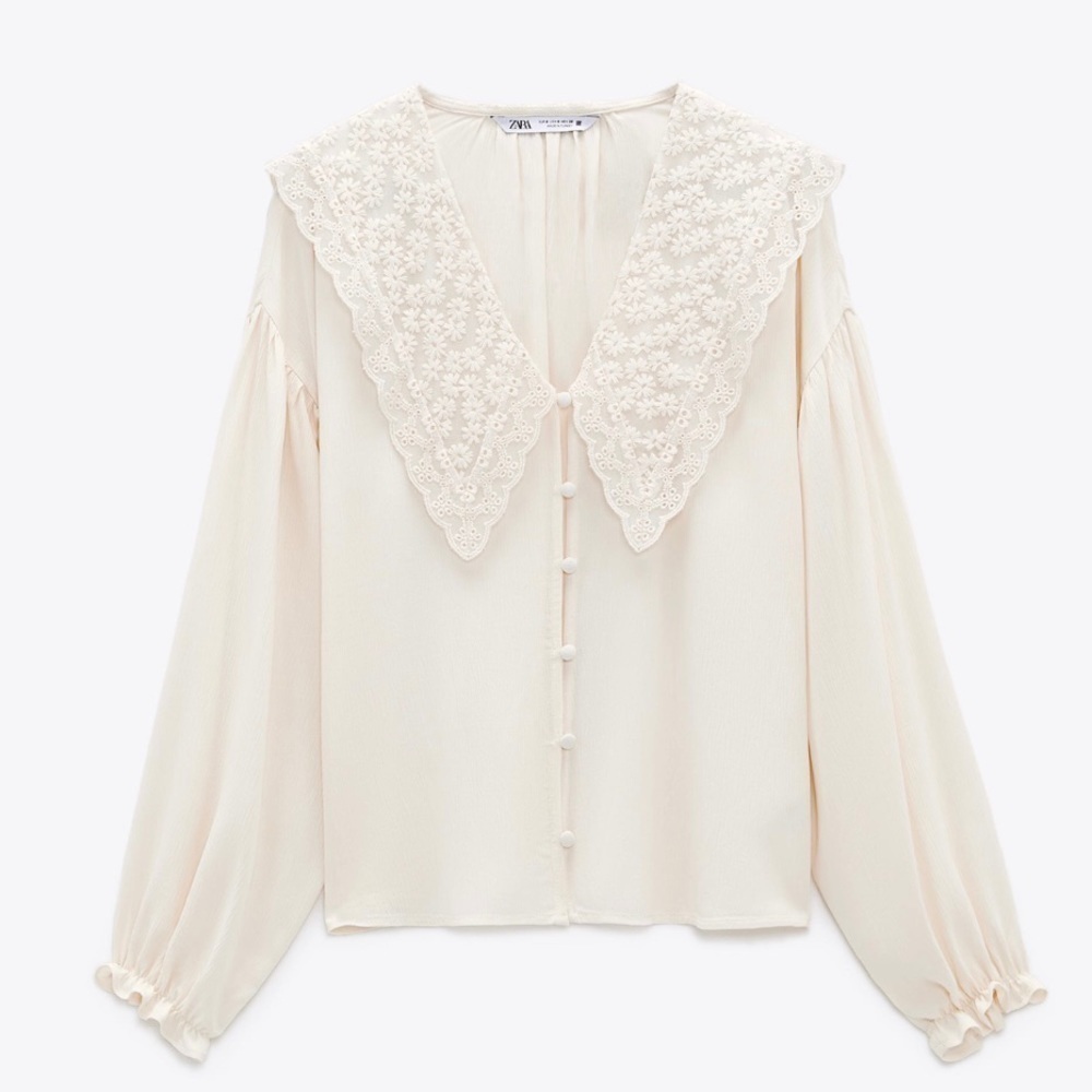 ZARA Embroidered Neckline Blouse - Picture 5 of 5